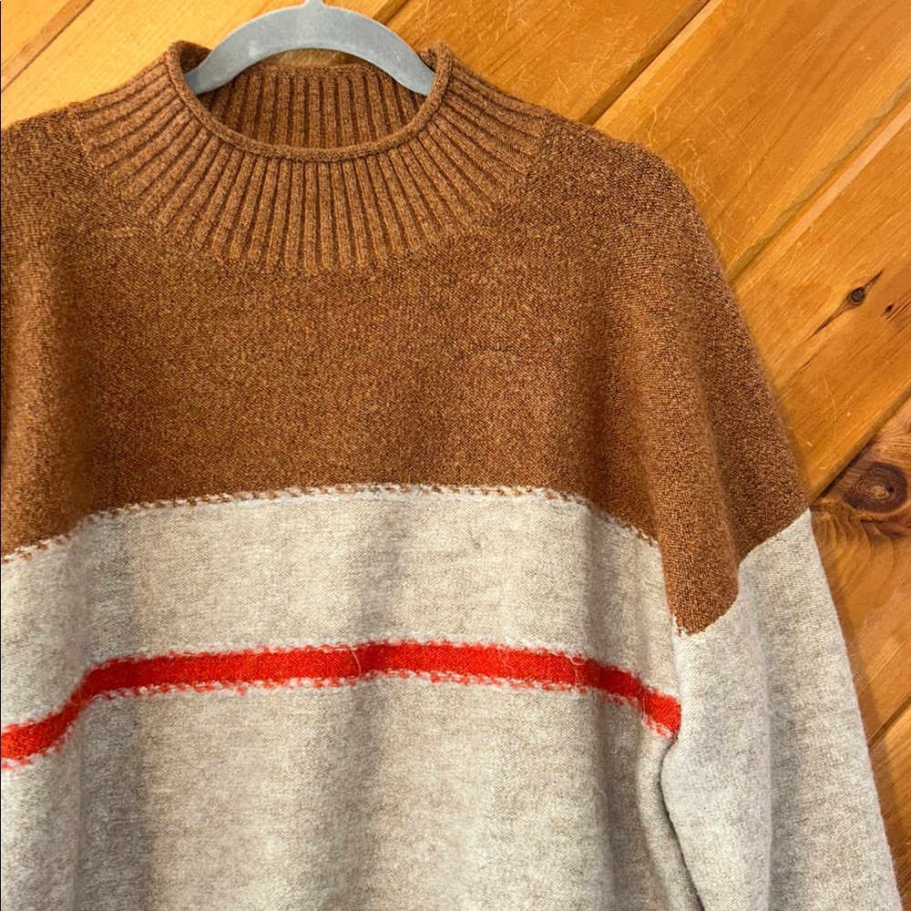 Universal thread mock neck colorblock striped swe… - image 3